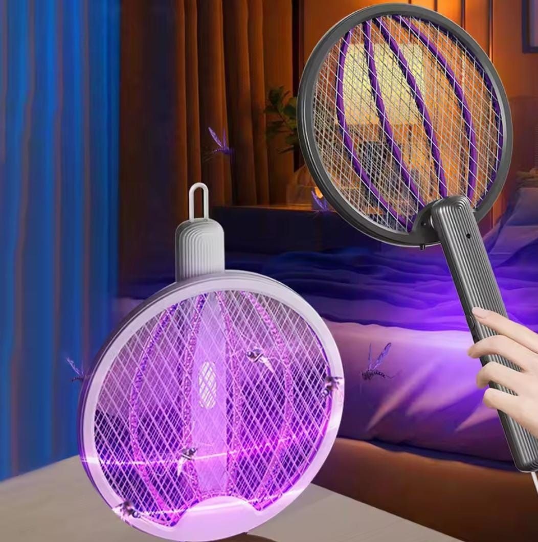 Foldable Mosquito Killer Racket Trap Rechargeable Bug Zapper Racket