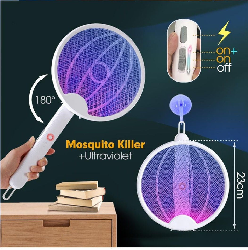 Foldable Mosquito Killer Racket Trap Rechargeable Bug Zapper Racket