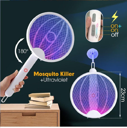 Foldable Mosquito Killer Racket Trap Rechargeable Bug Zapper Racket
